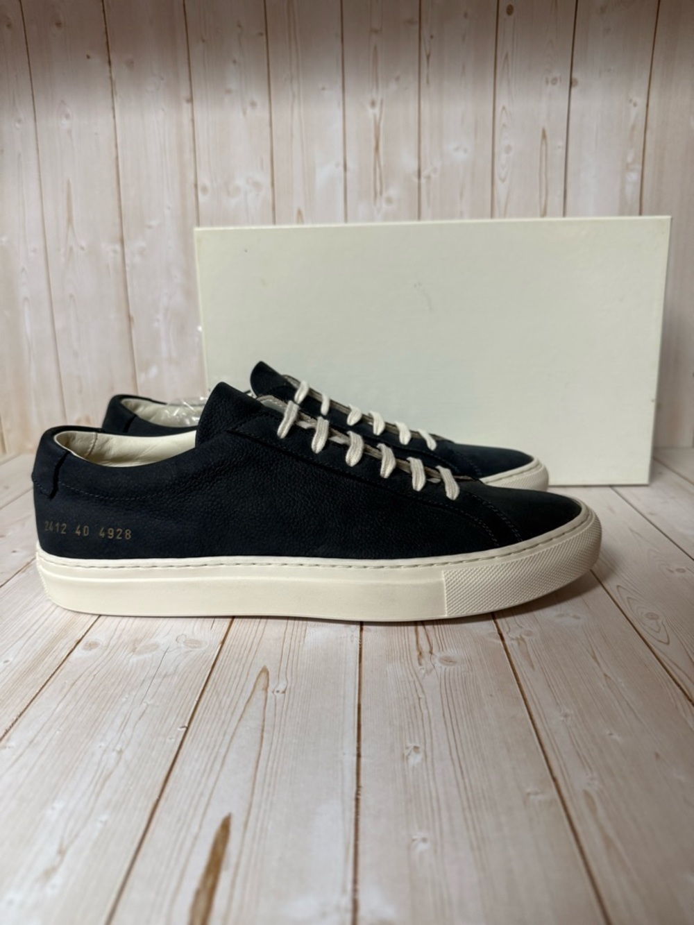 Common Projects Achilles Low-Top Leather Sneakers Navy Blue Sz 40 / 7